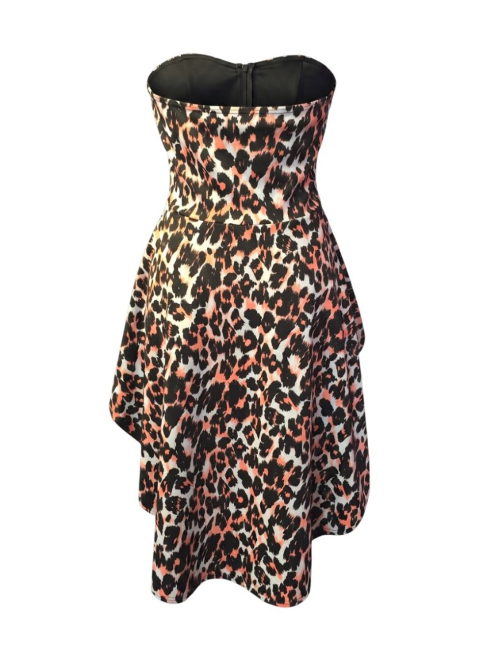 Love J Leopard Print Strapless Peplum Top High-Low Sweetheart Animal Print image 3